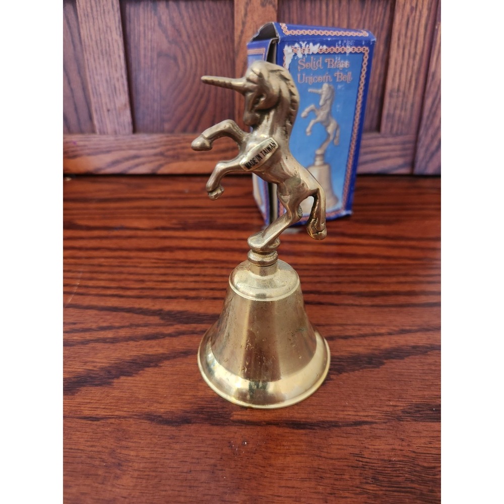Vintage Solid Brass Unicorn Bell With Original Box‎ Made In Taiwan - Picture 5 of 5